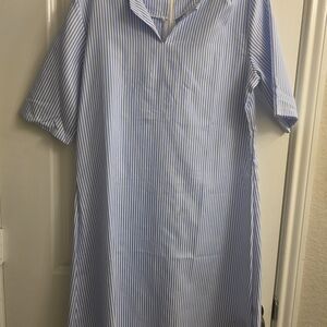 Blue Striped Women's Shirt ,can Wear It As A Dress